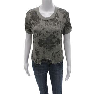 IRO Jeans Women Cropped Gray Crew Neck T-Shirt Grunge Size XS